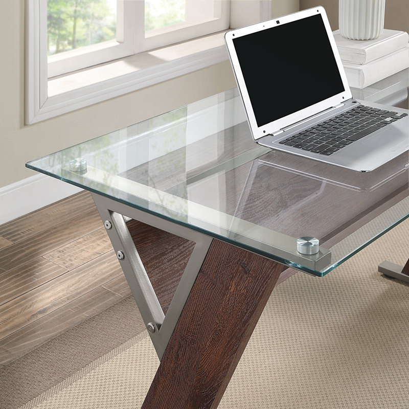 Latitude Run Modern Glass Desk Reviews Wayfair